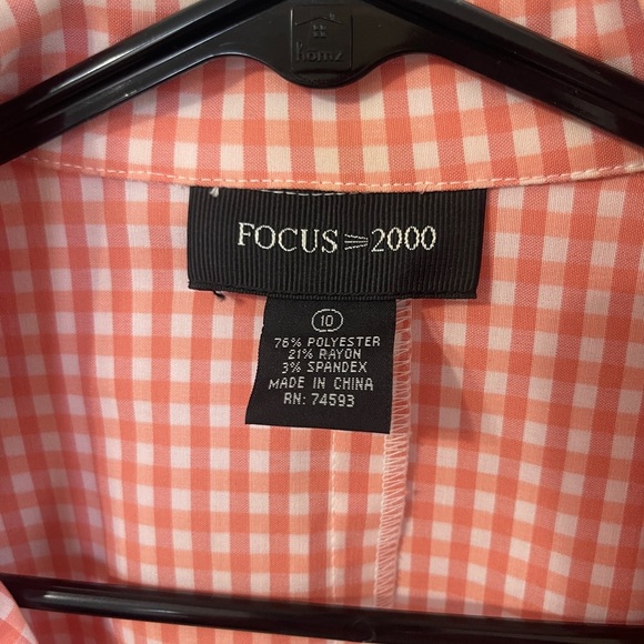 Focus 2000 Size 10/12 Gingham Coral Orange  Blazer & Crop Pants Suit Set - Picture 3 of 11